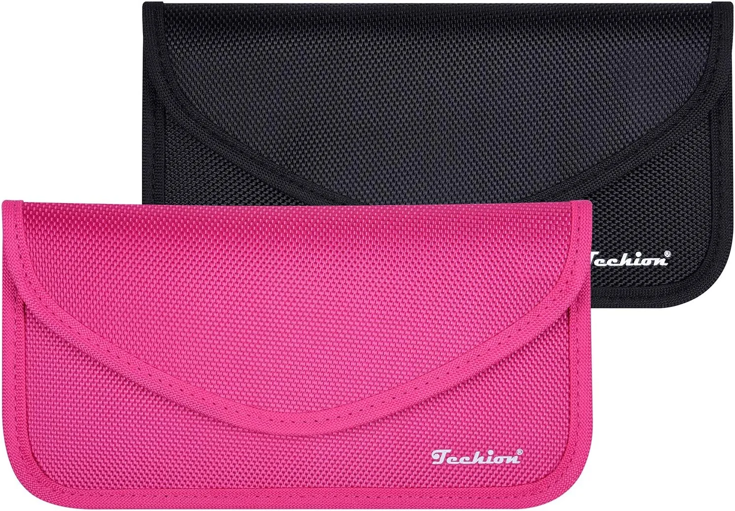 Signal Blocking Bag, 2 Pack RFID Faraday Bag Shield Pouch Cage Box Wallet Case for Cell Phone and Car Key FOB, Privacy Protection, Anti-Hacking - Black & Hot Pink