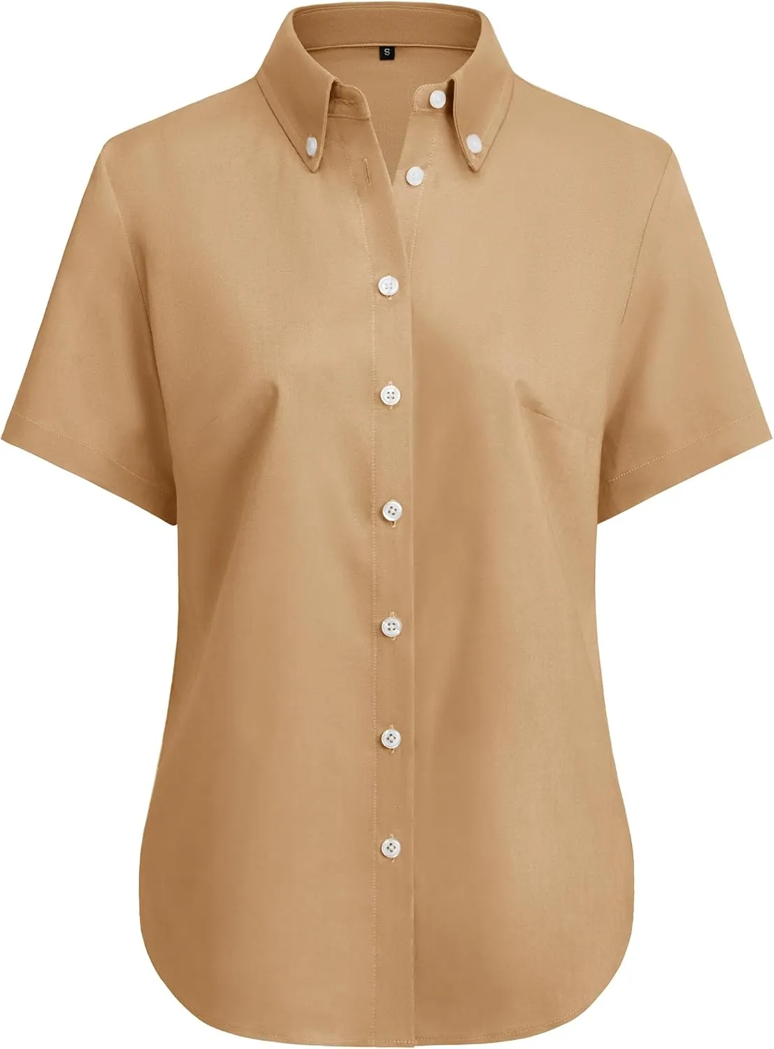 siliteelon Button Down Shirts Women Oxford Shirts Short Sleeve Cotton Wrinkle Free Dress Shirts Work Office Blouse