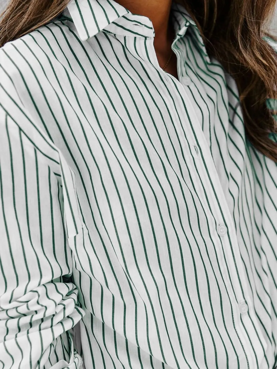 siliteelon Womens Button Down Shirts Cotton Striped Dress Shirt Long Sleeve Collared Office Work Blouses Tops
