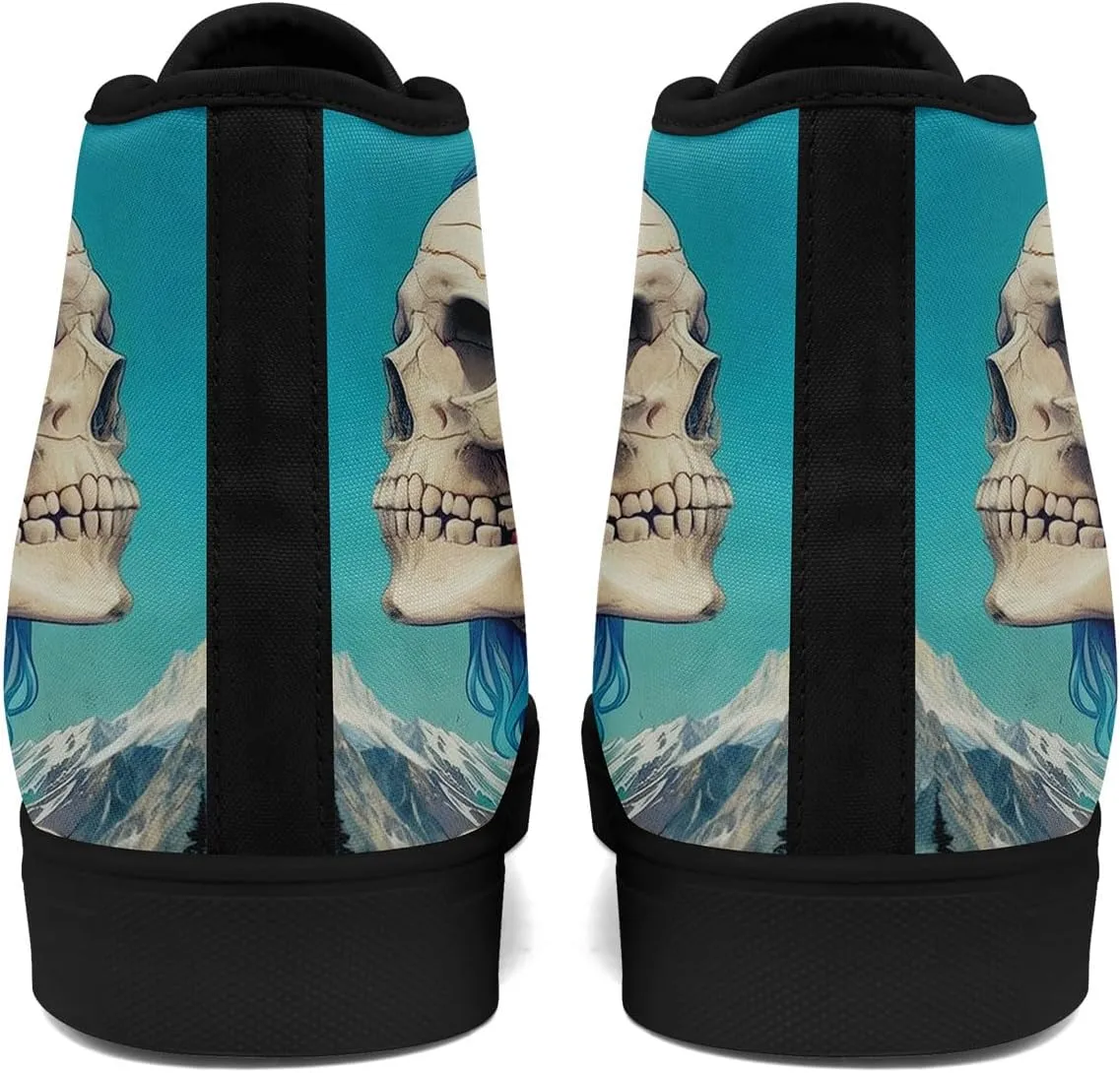 Skull High Top Canvas Sneakers Fashion Punk Rock Joker Print Shoes Casual Walking Shoes Streetwear