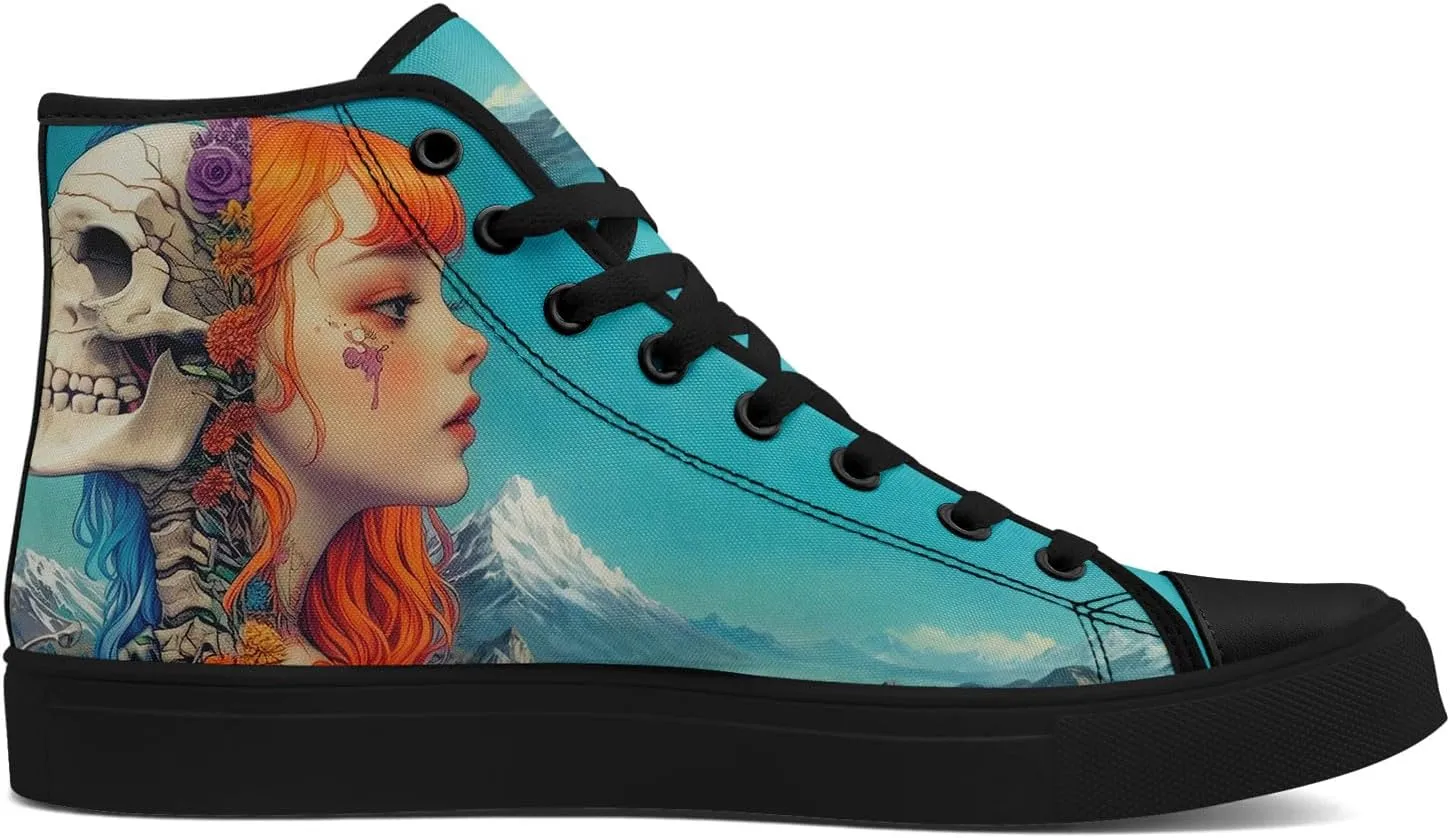 Skull High Top Canvas Sneakers Fashion Punk Rock Joker Print Shoes Casual Walking Shoes Streetwear