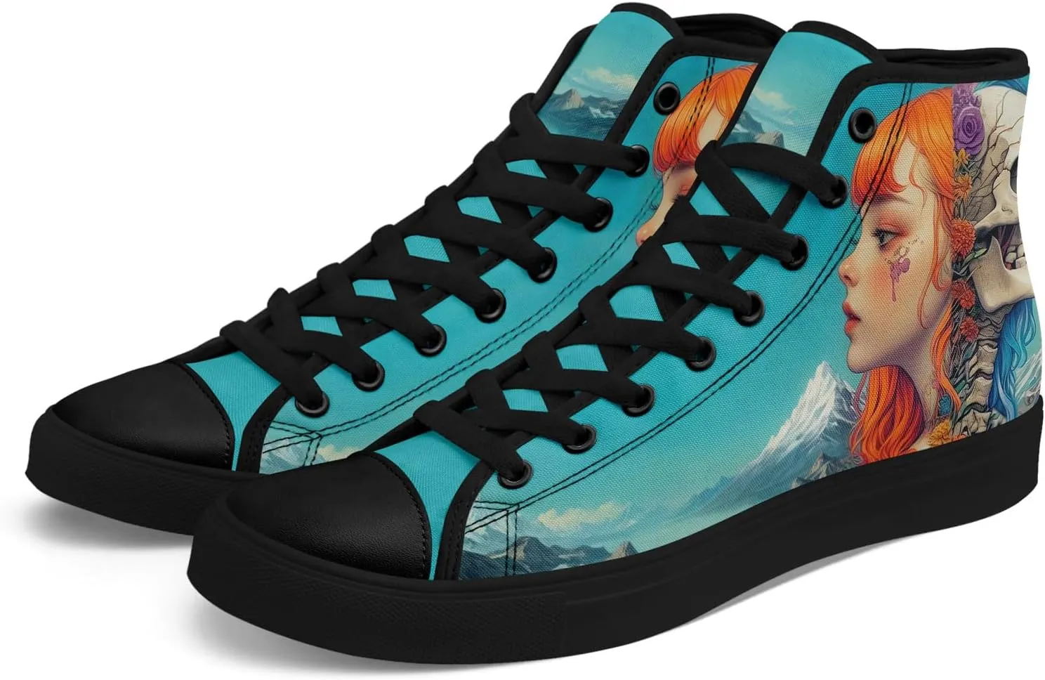 Skull High Top Canvas Sneakers Fashion Punk Rock Joker Print Shoes Casual Walking Shoes Streetwear