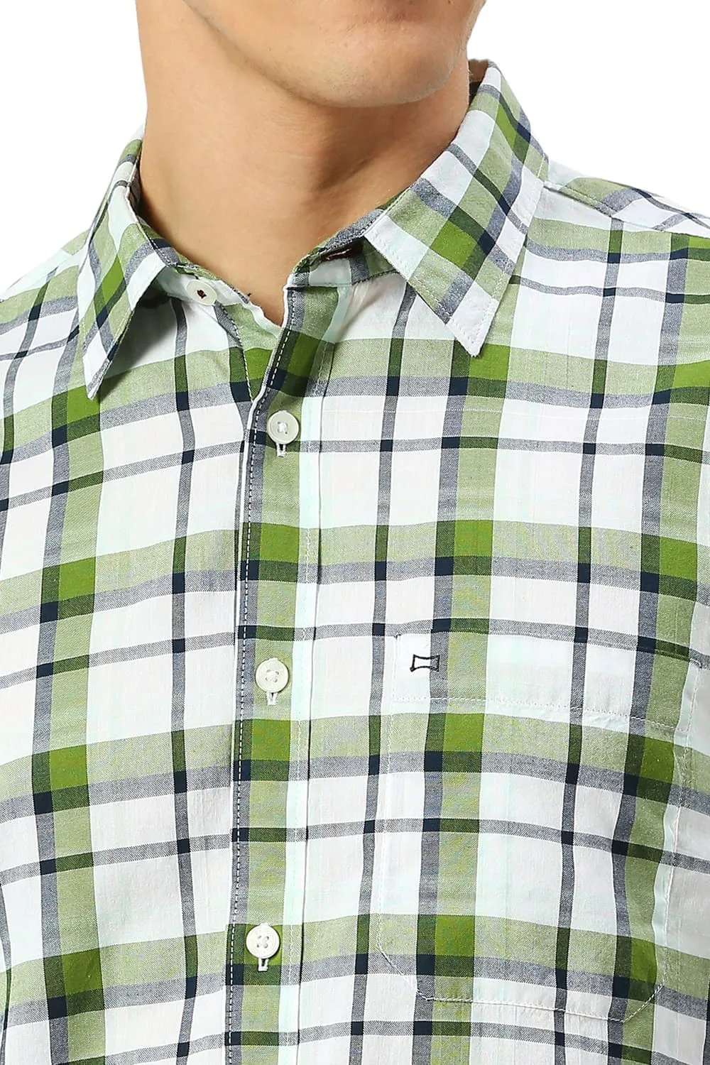Slim Fit Cotton Oxford Checks Shirt
