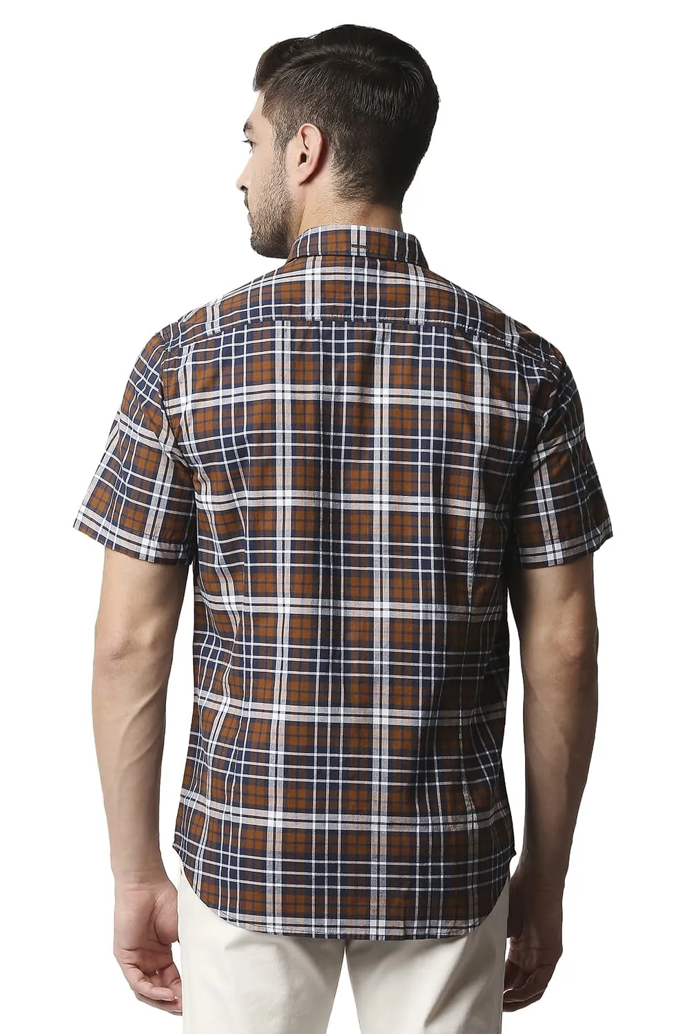 Slim Fit Oxford Checks Halfsleeves Shirt