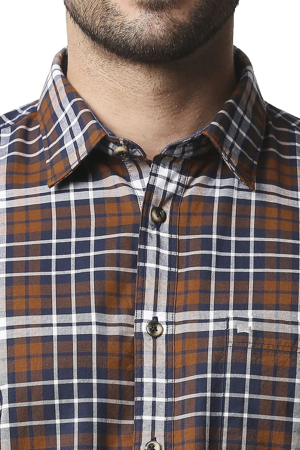 Slim Fit Oxford Checks Halfsleeves Shirt
