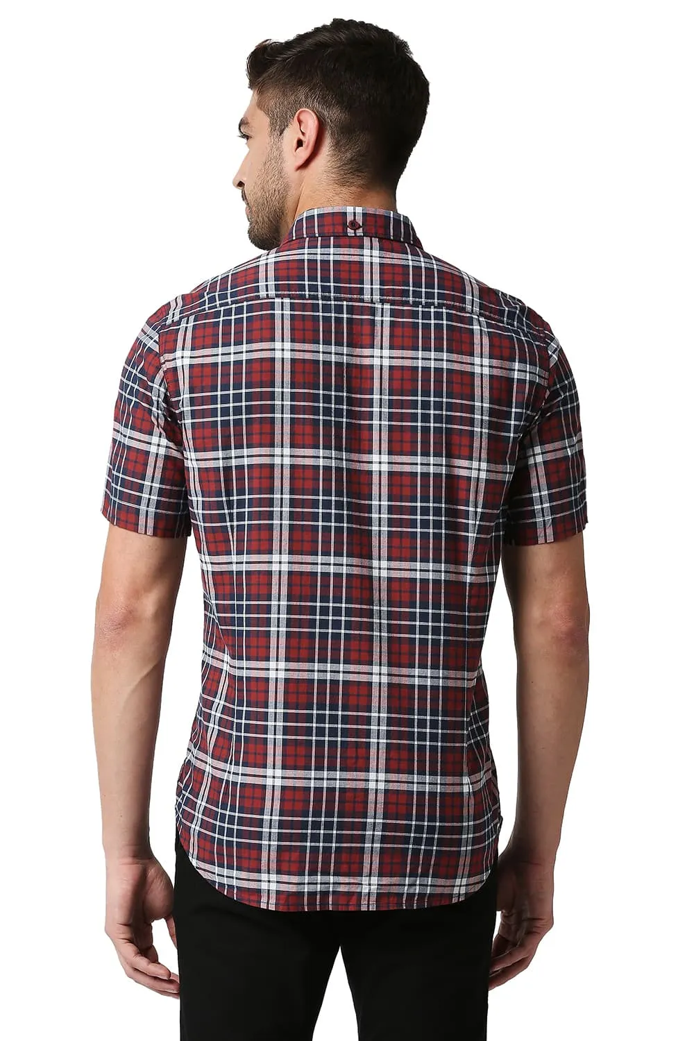 Slim Fit Oxford Checks Halfsleeves Shirt