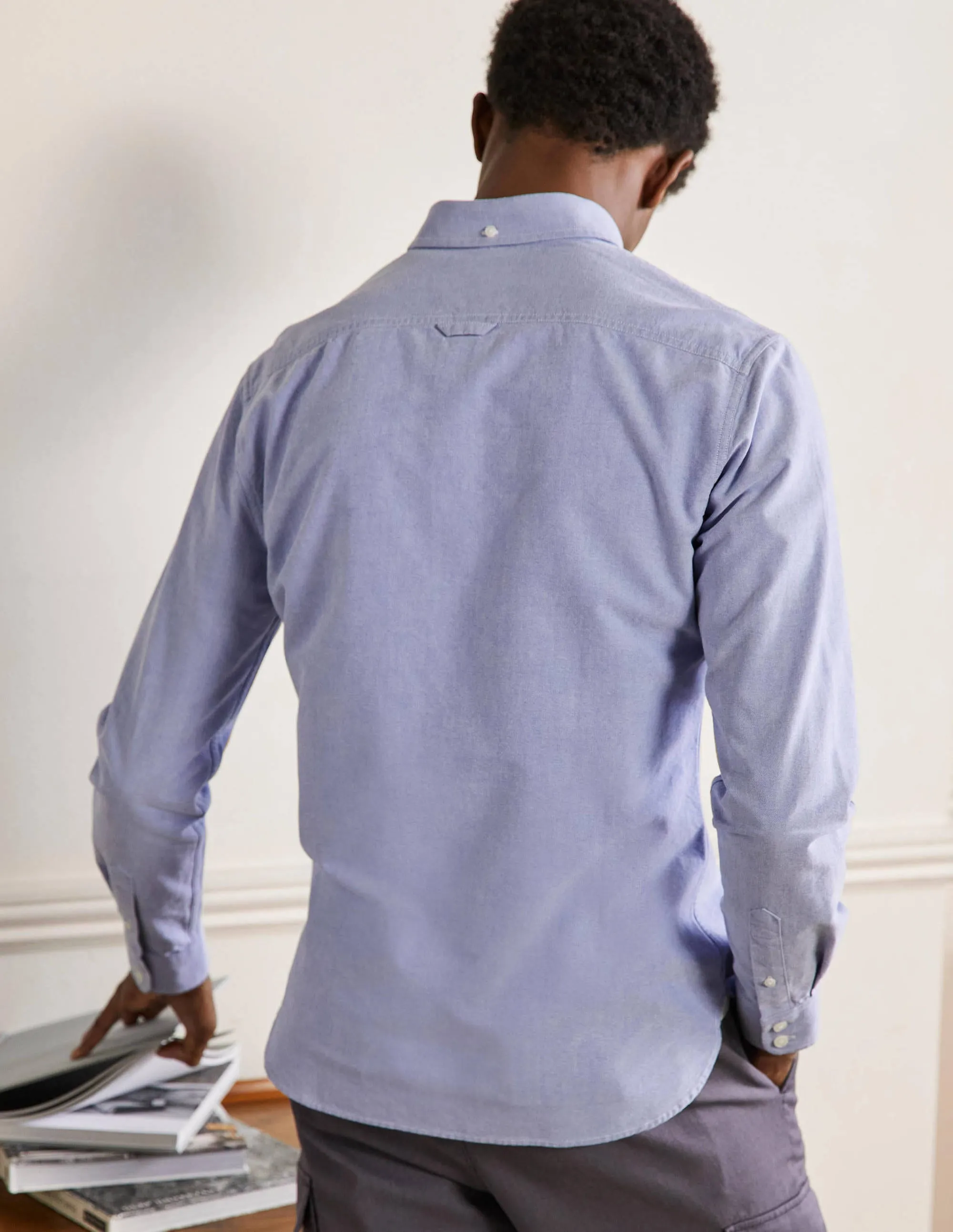 Slim Fit Oxford Shirt-Blue