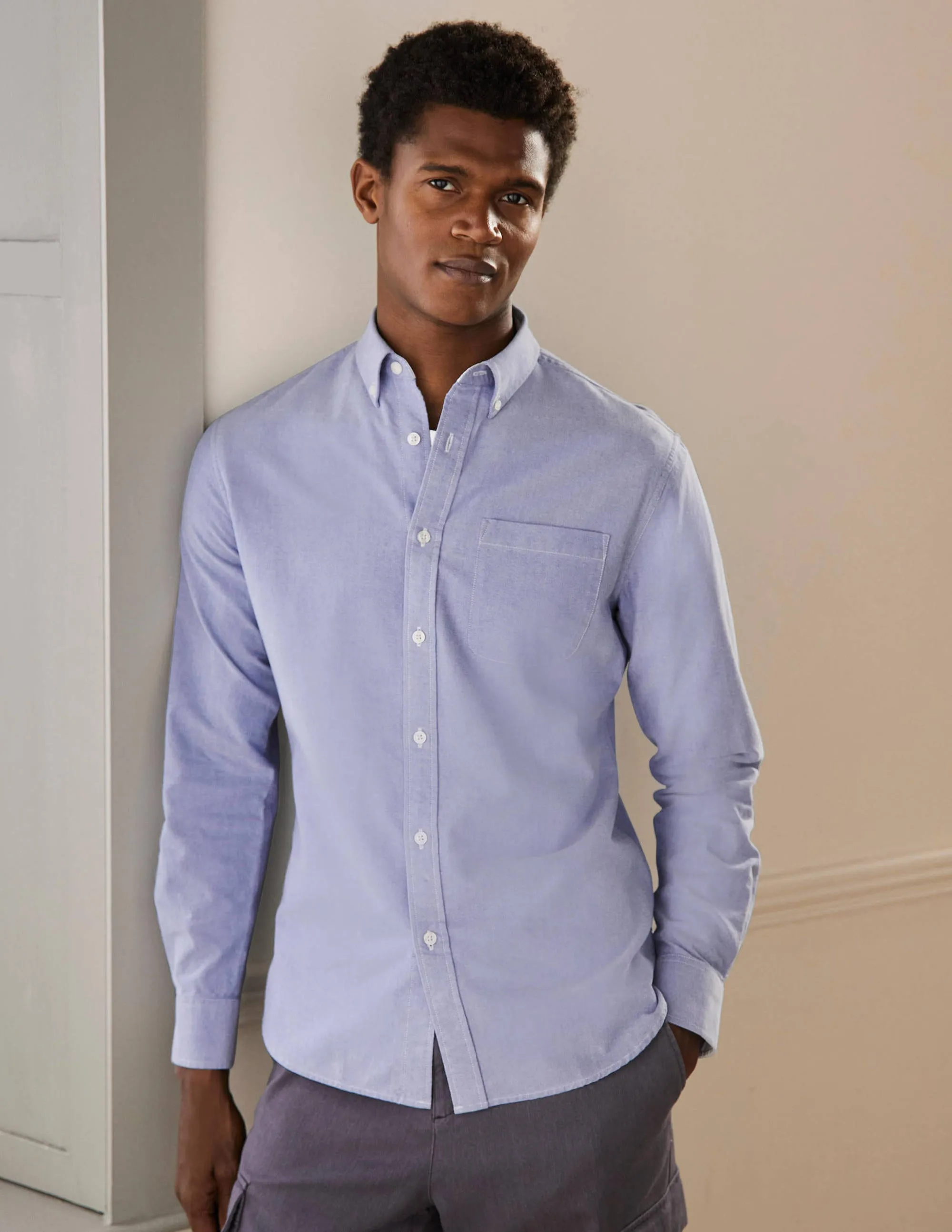 Slim Fit Oxford Shirt-Blue