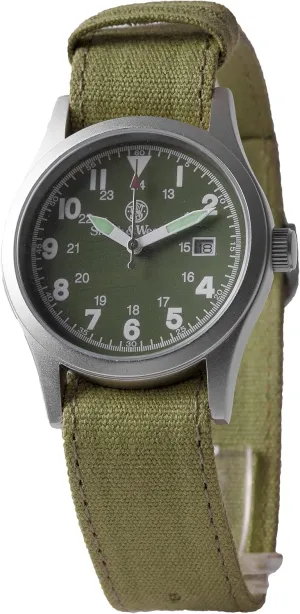 Smith & Wesson Men's Military Watch, 3 Interchangeable Canvas Straps, 3 ATM Water Resistant, Date Display, Scratch Resistant Glass, Suitable for Outdoor Activities, 40 mm Swimming Watch, Black