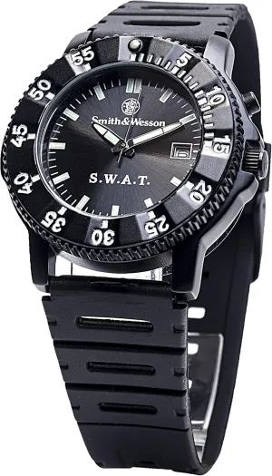 Smith & Wesson Men's SWAT Watch, 3ATM, Stainless Steel Caseback, Back Glow, Glowing Hands, Tactical Watch, Precision Quart, Scratch Resistant, 40mm, Christmas Gift
