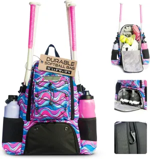 Softball bag with Separate Cleat Compartment - Durable Baseball Equipment Bag with Fence Hook - Trendy Softball Backpack - Softball and Baseball Bat Bag - Adult Softball and Baseball Bag