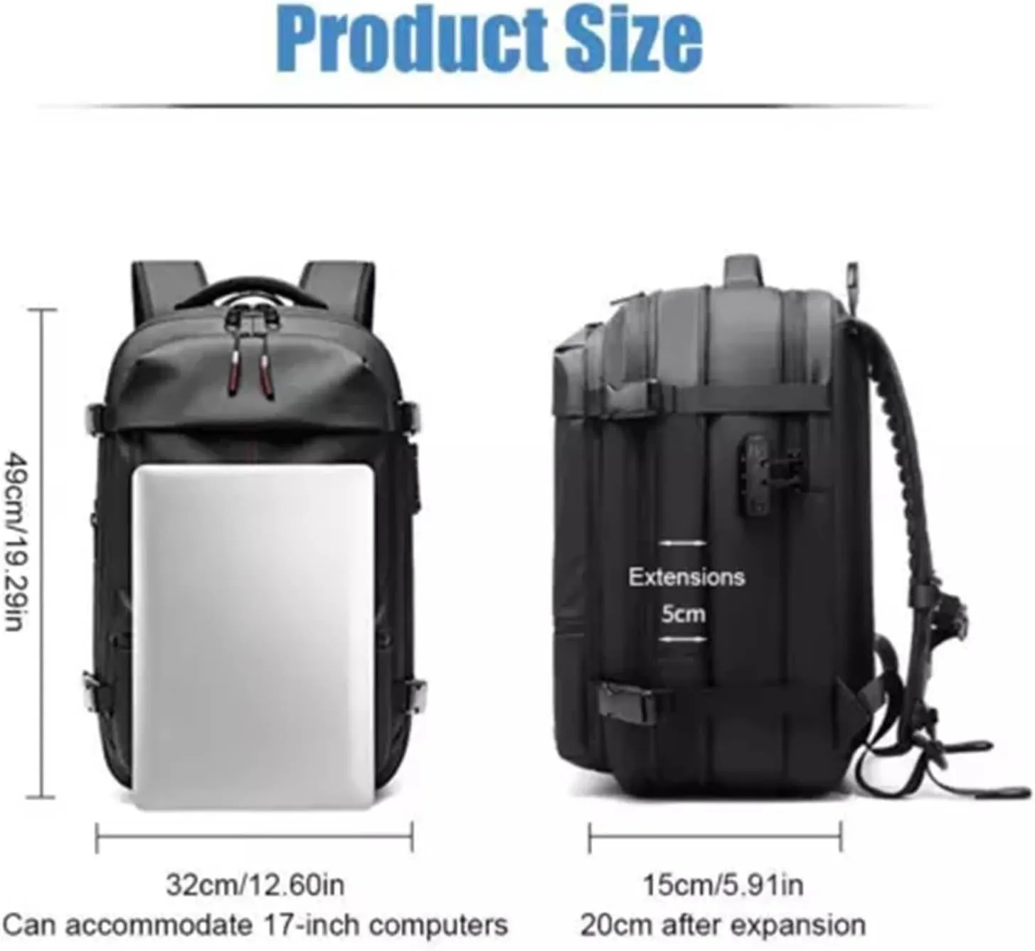 Spacevac Backpack, Vacpack Backpack with Vacuum, 60L Expandable Easy Vac Travel Bag with Pump, Waterproof & Anti-Theft (Gray, With vacuum pump)