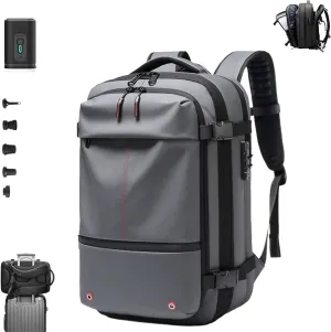 Spacevac Backpack, Vacpack Backpack with Vacuum, 60L Expandable Easy Vac Travel Bag with Pump, Waterproof & Anti-Theft (Gray, With vacuum pump)