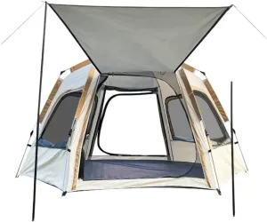 Spacious and Lightweight Fully Automatic Quick-Open Camping Tent, Rain-Proof and Mosquito-Proof Hexagonal Tent with Four-Sided Mesh Tent Outdoor Tent