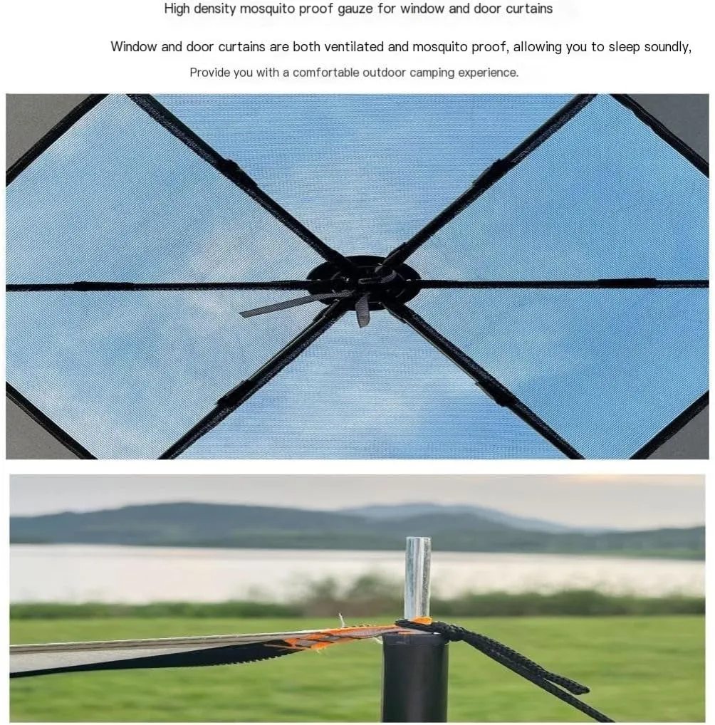 Spacious and Lightweight Fully Automatic Quick-Open Camping Tent, Rain-Proof and Mosquito-Proof Hexagonal Tent with Four-Sided Mesh Tent Outdoor Tent