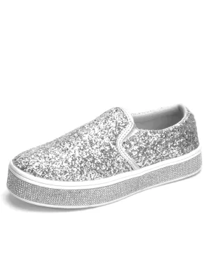 Sparkle & Shine: JEKO Women's Glitter Platform Slip-On Sneakers