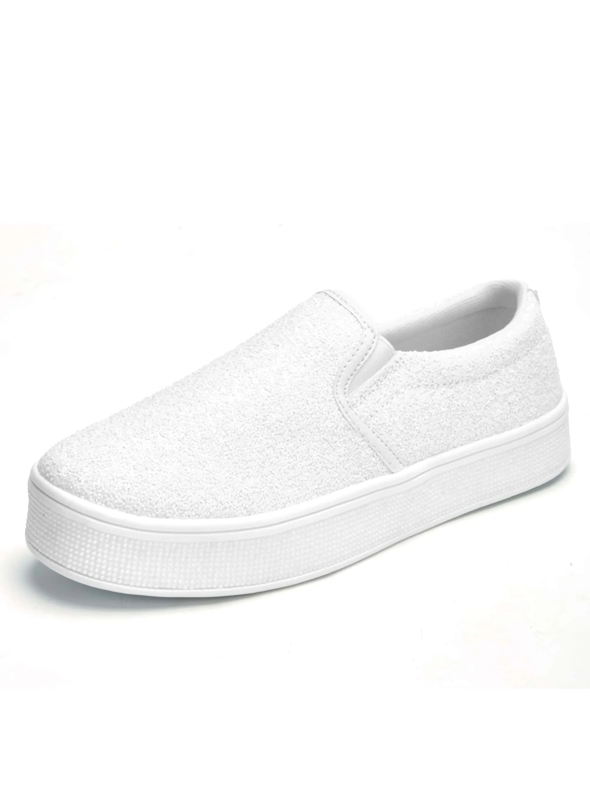 Sparkle & Shine: JEKO Women's Glitter Platform Slip-On Sneakers