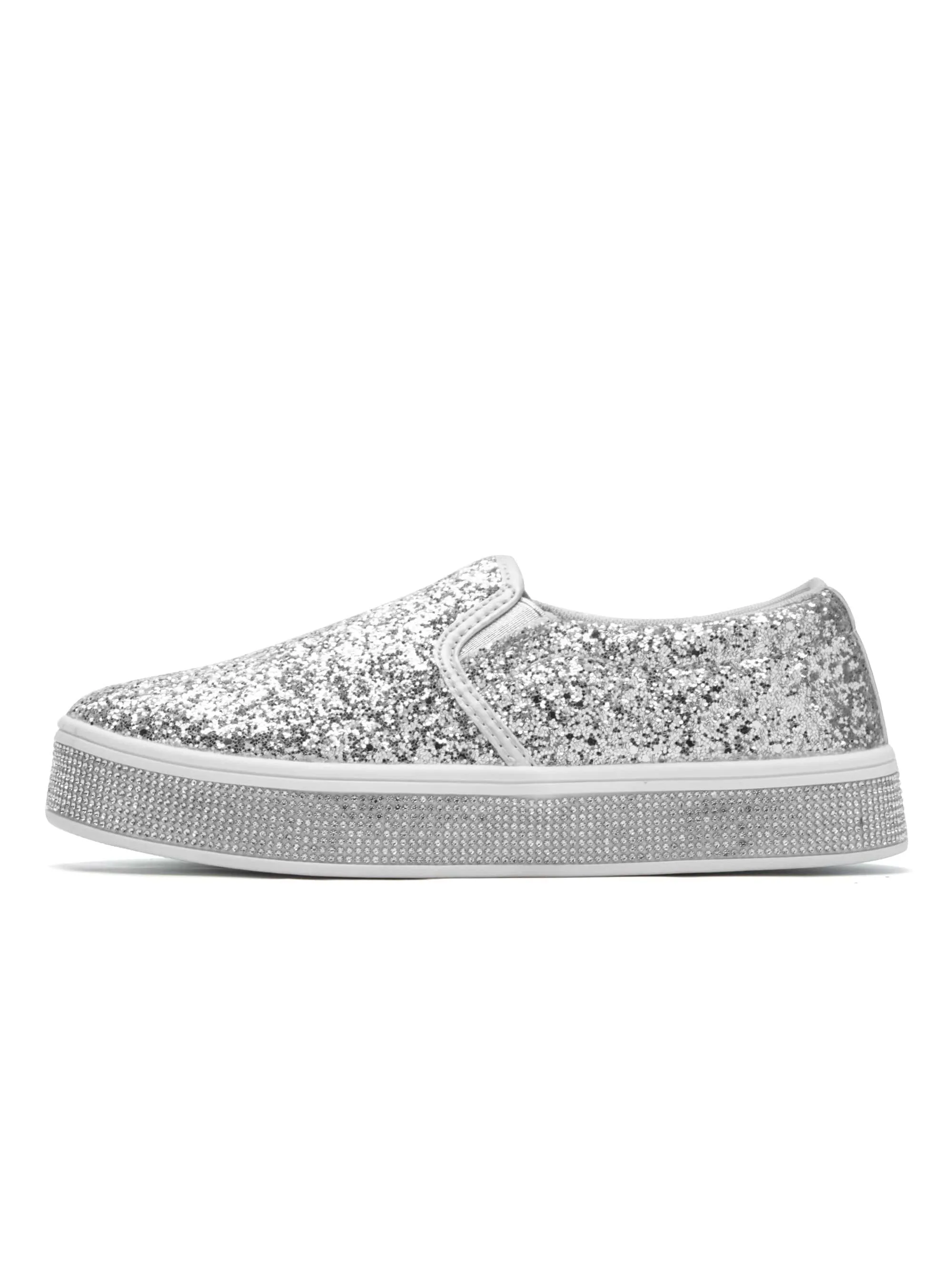 Sparkle & Shine: JEKO Women's Glitter Platform Slip-On Sneakers