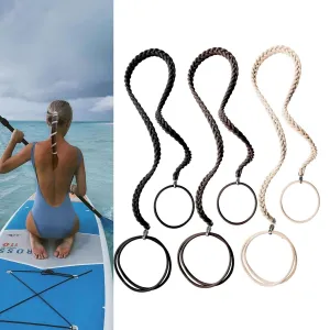 Spiral Hair Tie Sprots Ponytail Holders, 3 Packs 16" Elastic Braided Hair Ties No Damage, Pony Tail Wrap for Long Hair for Gym, Swimming, Diving Black Blonde Brown