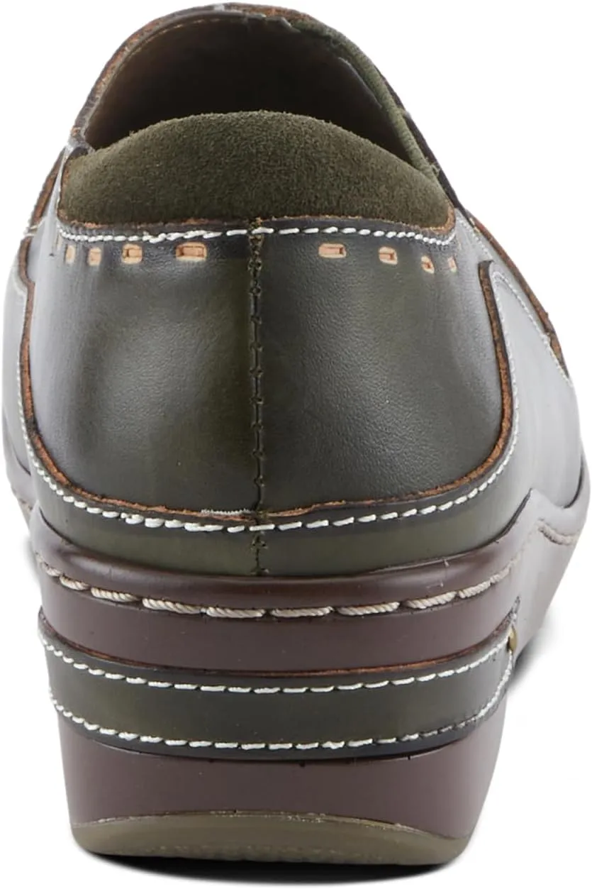 Spring Step L'artiste Burbank Leather Clogs for Women | Designer Hand-Painted Slip-On Shoes | Ladies Casual Platform Clog