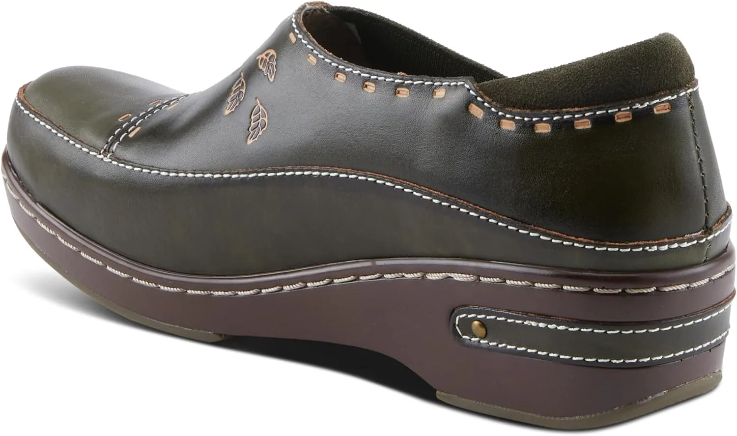 Spring Step L'artiste Burbank Leather Clogs for Women | Designer Hand-Painted Slip-On Shoes | Ladies Casual Platform Clog
