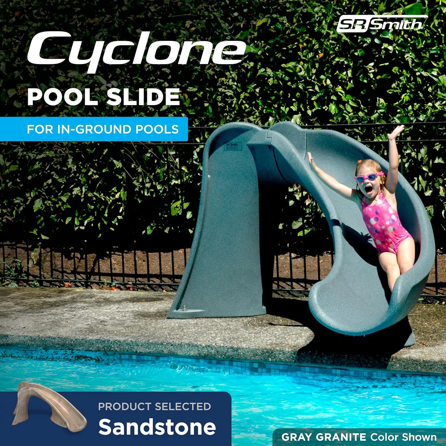 S.R.Smith 698-209-58123 Cyclone Right Curve Pool Slide, Sandstone