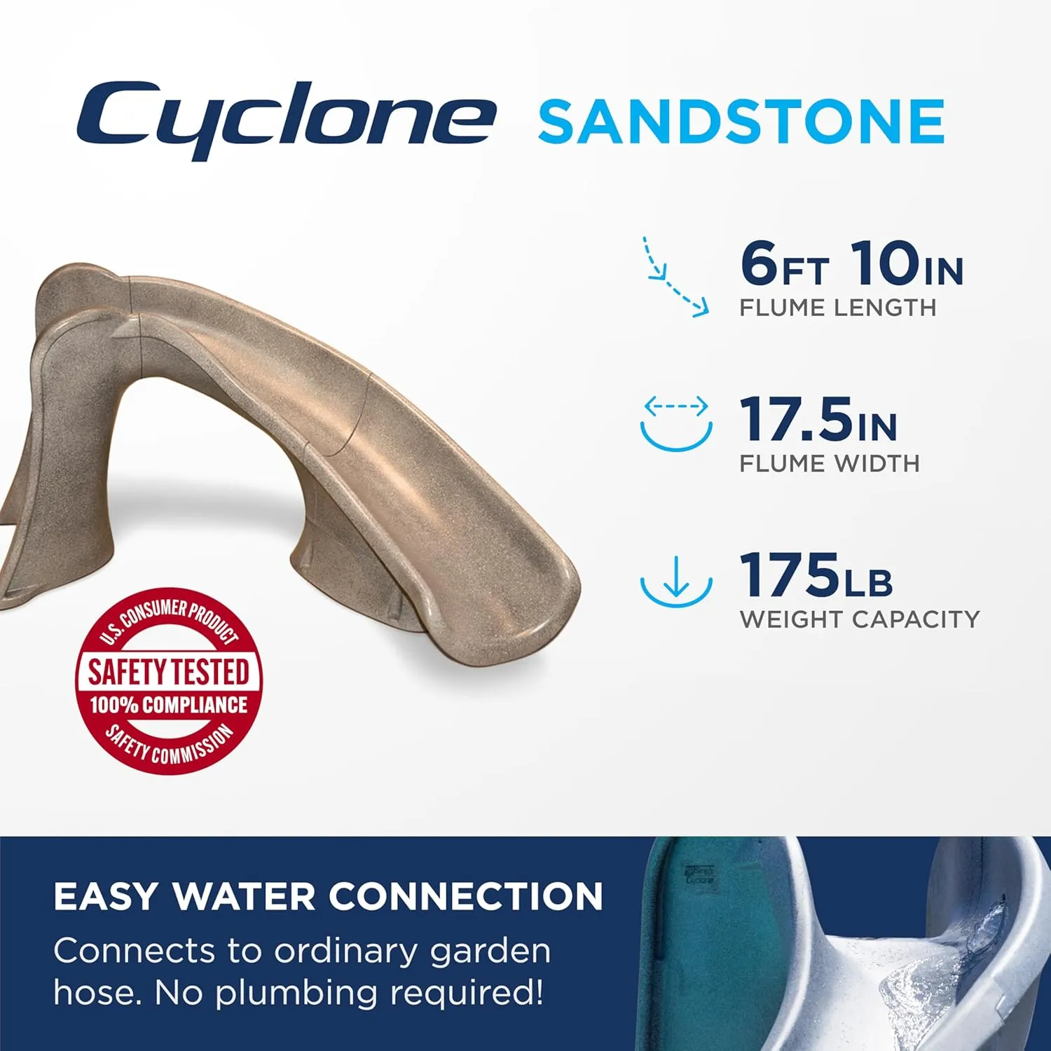 S.R.Smith 698-209-58123 Cyclone Right Curve Pool Slide, Sandstone