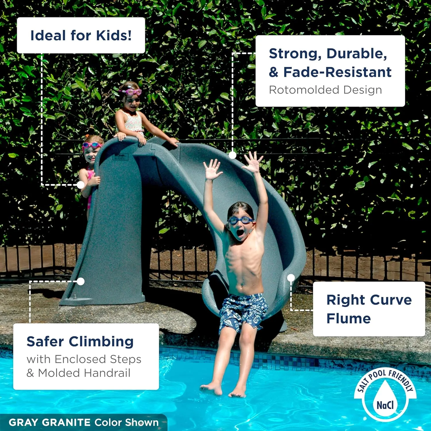 S.R.Smith 698-209-58123 Cyclone Right Curve Pool Slide, Sandstone
