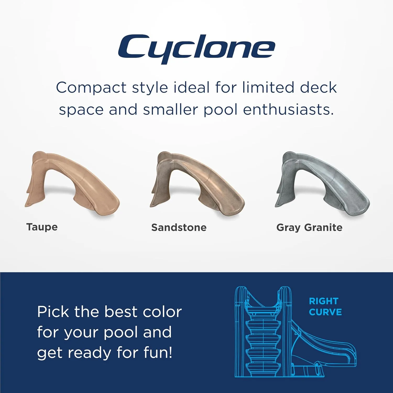 S.R.Smith 698-209-58123 Cyclone Right Curve Pool Slide, Sandstone