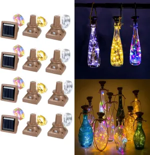 Starry Love Solar Wine Bottle Lights 12 Pack 20LED Outdoor Waterproof Multicolor Fairy Light String (3 Colors), Suitable for Most Wine Bottle Mouths, for Garden, Terrace, Party Decoration