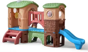 Step2 Clubhouse Climber, Kids Outdoor Playset, Backyard Playground Set, 2 Slides, Climbing Wall, Elevated Playhouse, Outside Jungle Gym, For Toddlers 2-6 Years Old