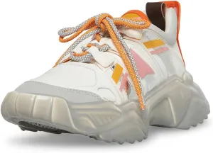 Steve Madden Sprint White Multi Low Top Lace Up Chunky Sole Fashion Sneakers