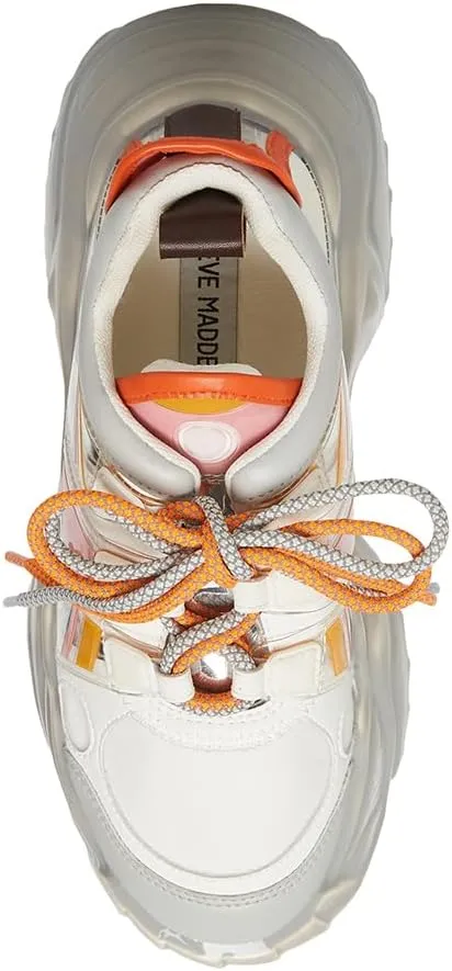Steve Madden Sprint White Multi Low Top Lace Up Chunky Sole Fashion Sneakers