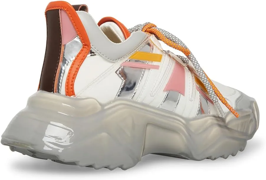 Steve Madden Sprint White Multi Low Top Lace Up Chunky Sole Fashion Sneakers
