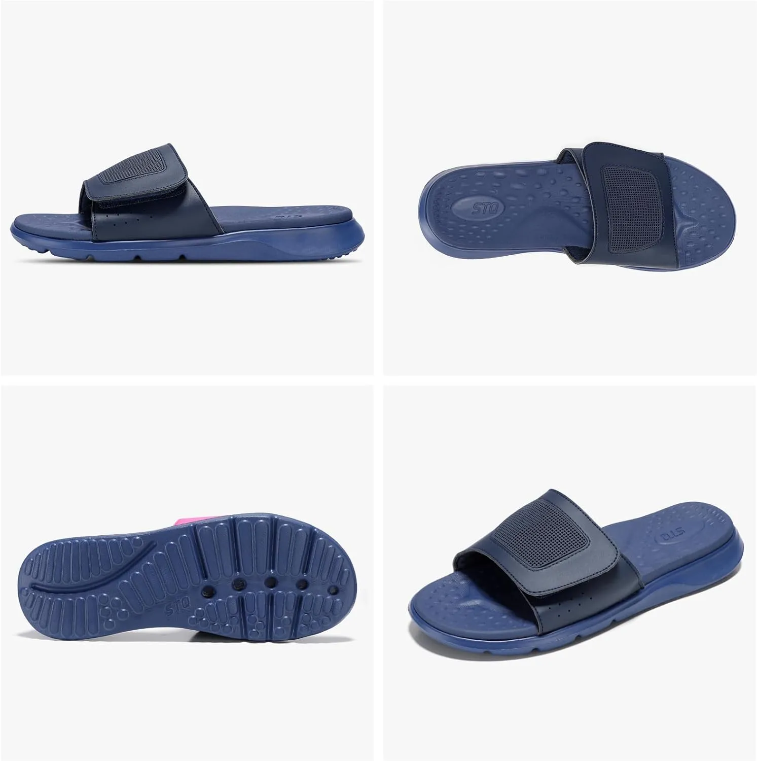 STQ Orthopedic Slides for Womens Arch Support Memory Foam Sandals with Adjustable Hook and Loop for Post Sport Pain Relief