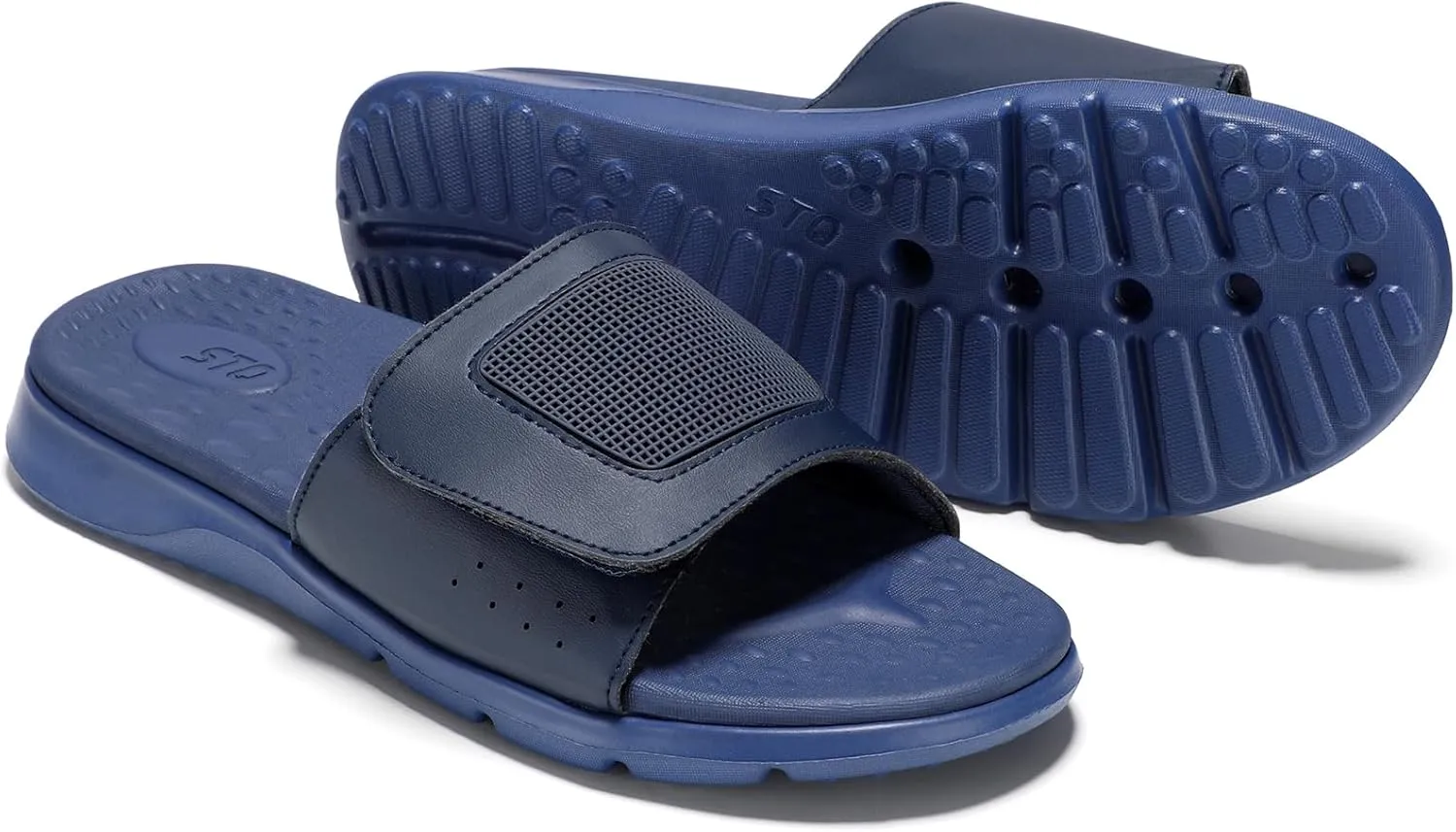 STQ Orthopedic Slides for Womens Arch Support Memory Foam Sandals with Adjustable Hook and Loop for Post Sport Pain Relief