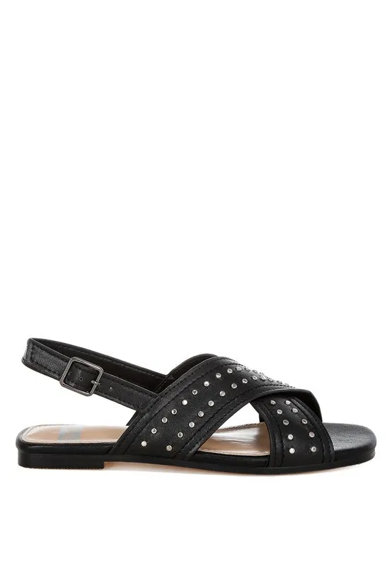 Stud Embellished Buckled Flats
