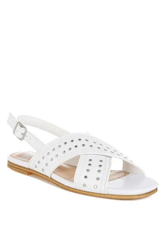 Stud Embellished Buckled Flats