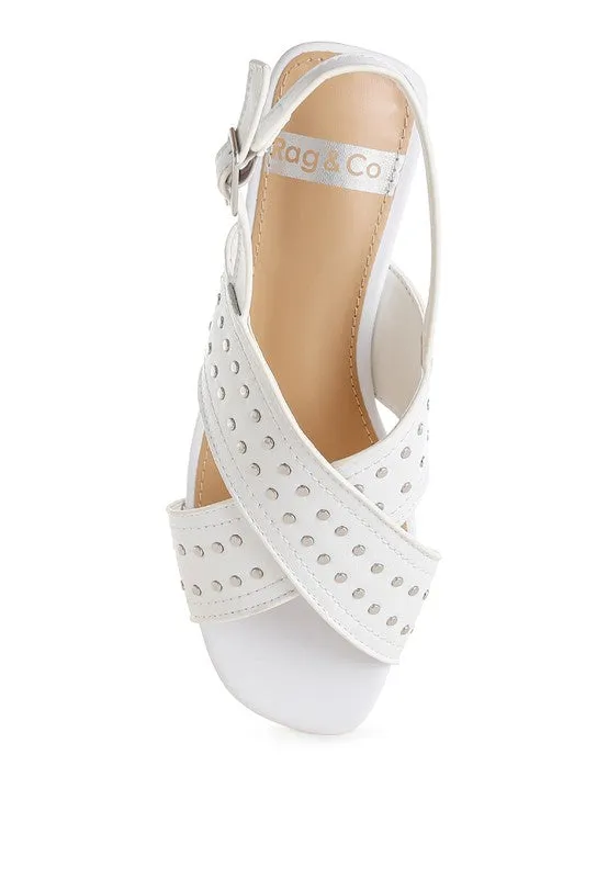 Stud Embellished Buckled Flats