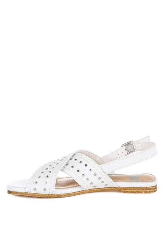 Stud Embellished Buckled Flats