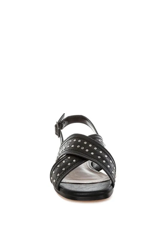 Stud Embellished Buckled Flats
