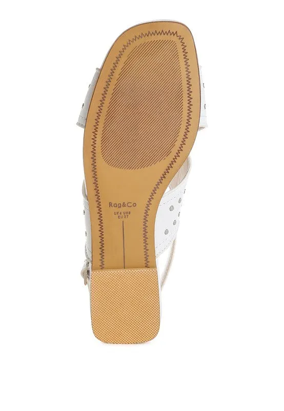 Stud Embellished Buckled Flats
