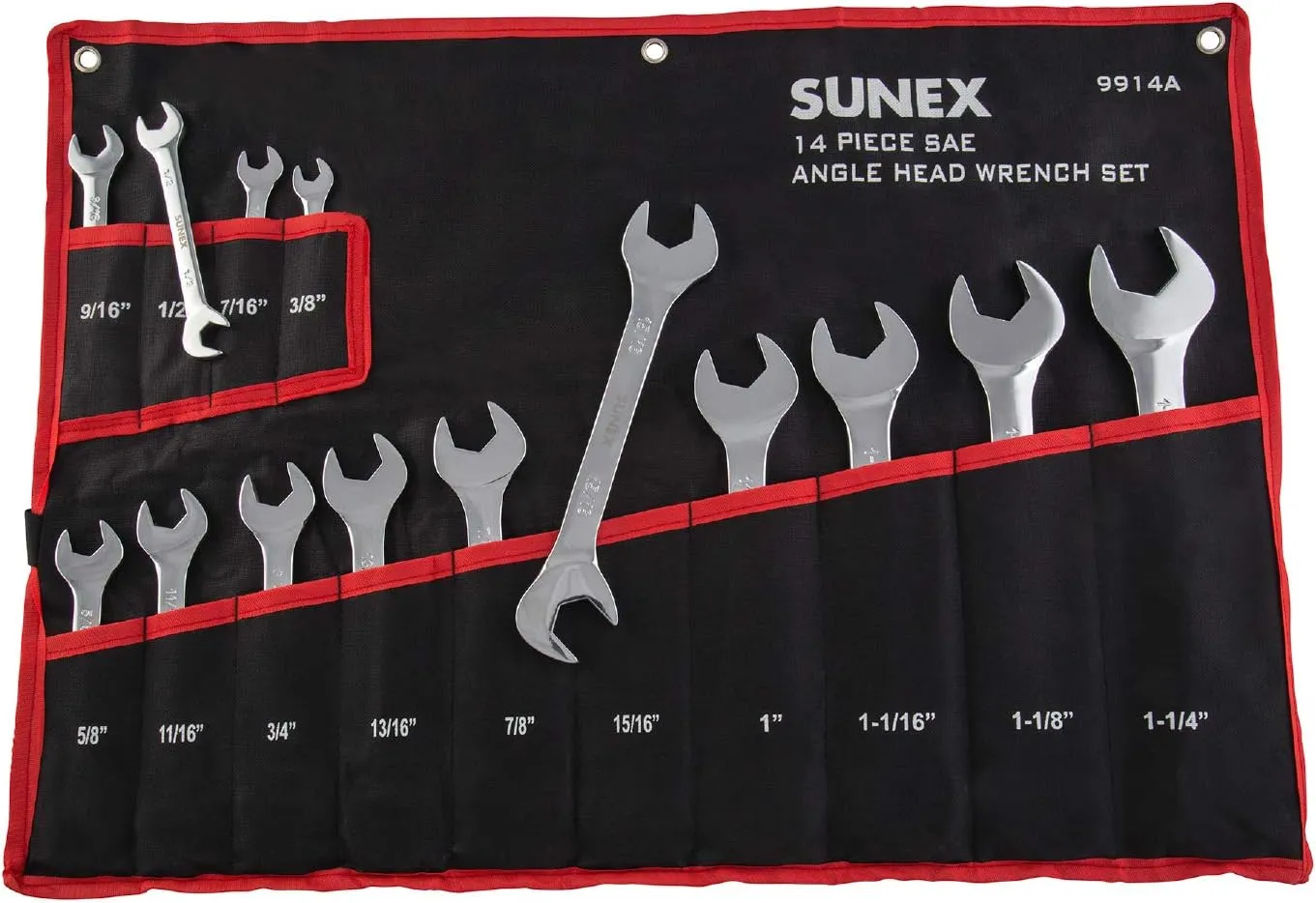 Sunex 9914A 14 Piece Angle Head SAE Wrench Set (FULL POLISH) CRV