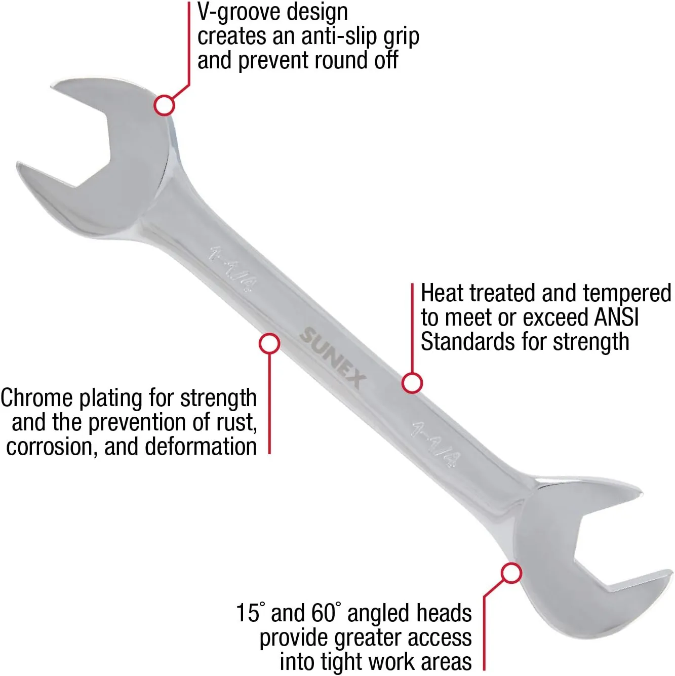 Sunex 9914A 14 Piece Angle Head SAE Wrench Set (FULL POLISH) CRV