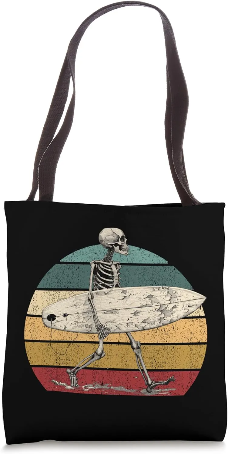 Surfer Colorful skeleton, wave, aloha I can't I surf Tote Bag