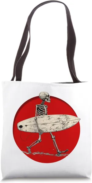 Surfer Skeleton, Wrinkle, wave, aloha I can't I surf Tote Bag