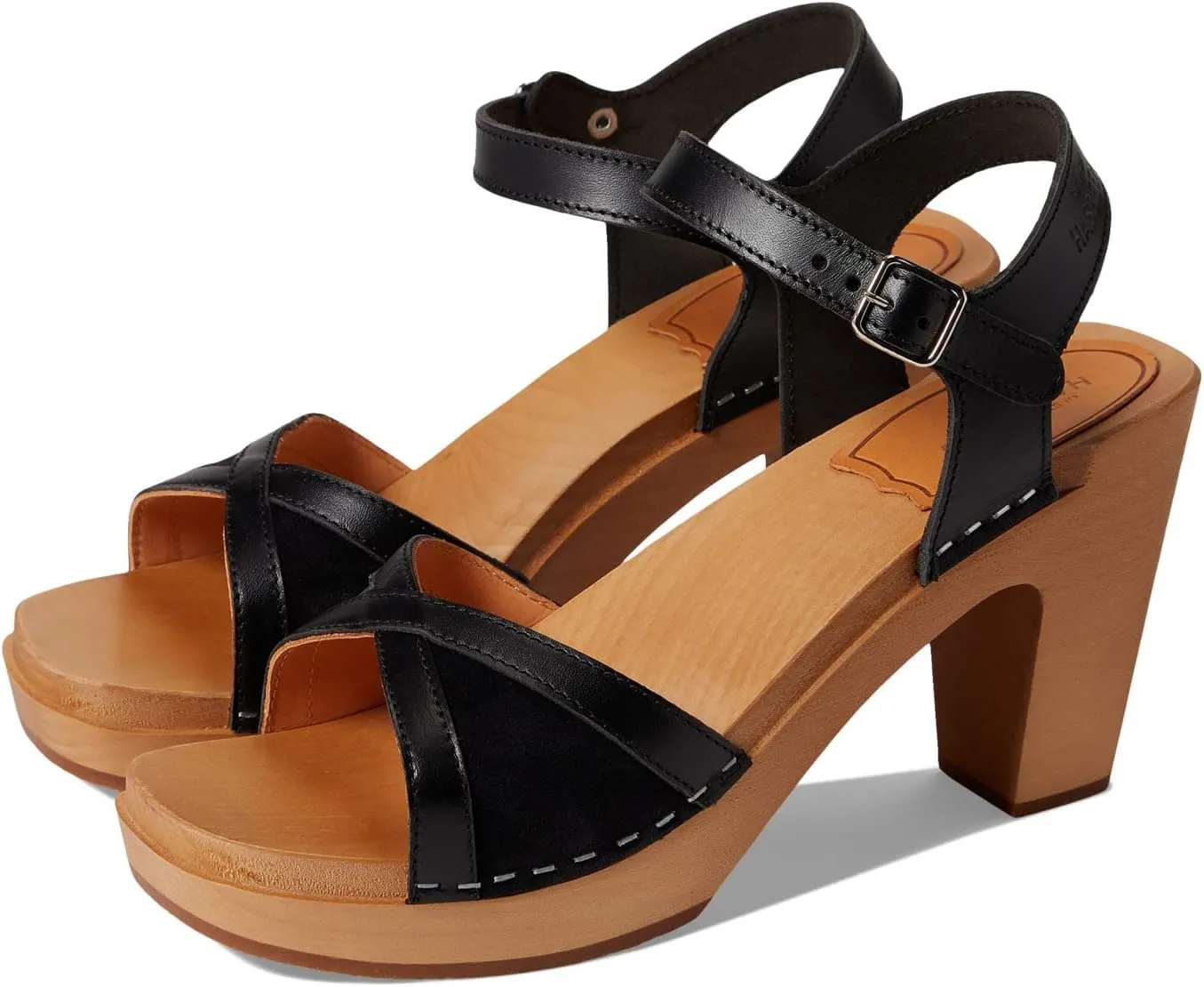 swedish hasbeens Triangle Sandal Nero Suede/Black EU 39 (US Women's 9) B (M)