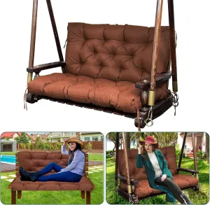 Swing Replacement Cushions for Outdoor: 2-3 Seater Waterproof Porch Bench Cushion with Ties - Thick Patio Swing Cushion with Backrest for Garden Backyard Furniture