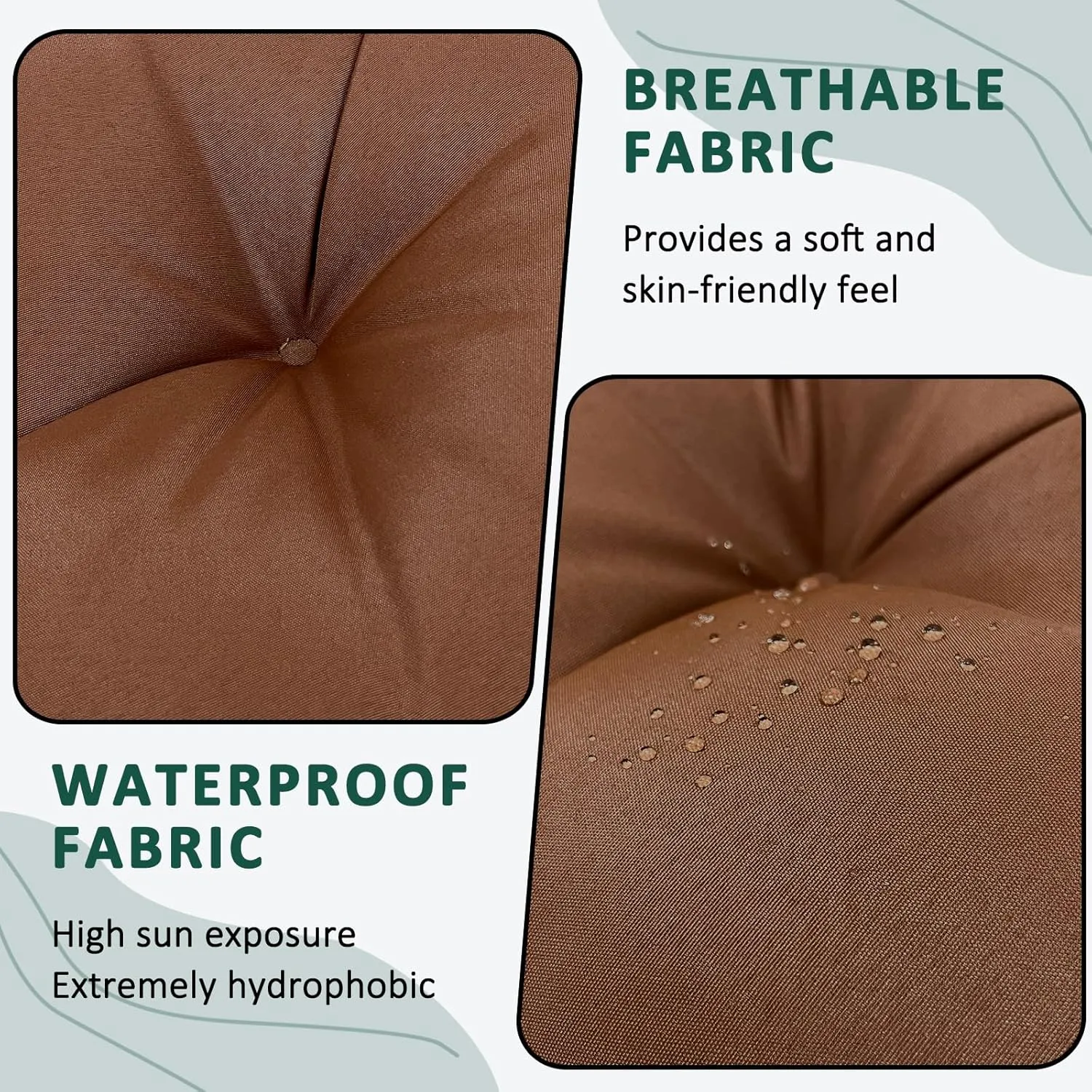 Swing Replacement Cushions for Outdoor: 2-3 Seater Waterproof Porch Bench Cushion with Ties - Thick Patio Swing Cushion with Backrest for Garden Backyard Furniture
