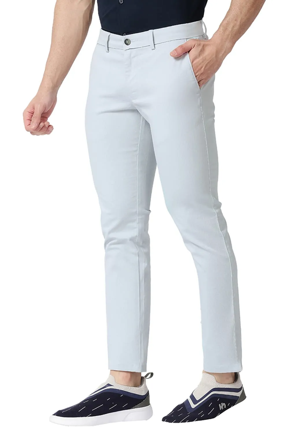 Tapered Fit Cotton Stretch Trousers